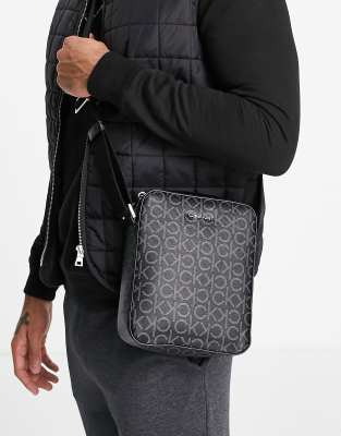 Calvin Klein Repeat Print Flight Bag In Black ModeSens