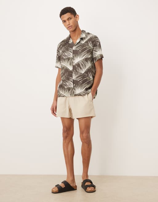 Calvin Klein - Resort - Camicia a maniche corte con bottoni e stampa di palme