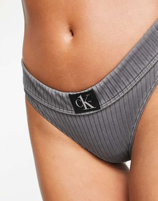  Calvin Klein Women's Standard Fabric Logo Waistband Swim  Bottom, Black Silky Rib, X-Small : Clothing, Shoes & Jewelry