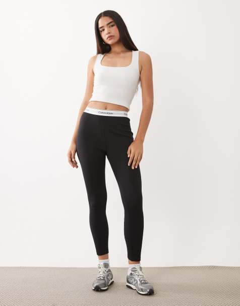 Calvin Klein ribbed leggings in black - view 1