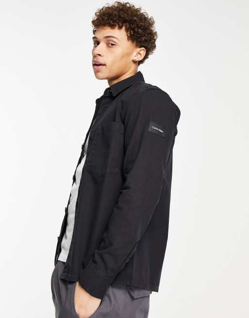 Calvin Klein rip stop overshirt in black