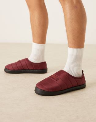 Calvin Klein Jeans Est.1978 Calvin Klein Ripstop Puffer Slippers In Burgundy