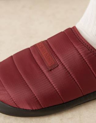 Calvin Klein Jeans Est.1978 Calvin Klein Ripstop Puffer Slippers In Burgundy
