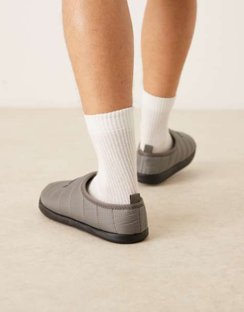 Calvin Klein ripstop puffer slippers in grey - view 2