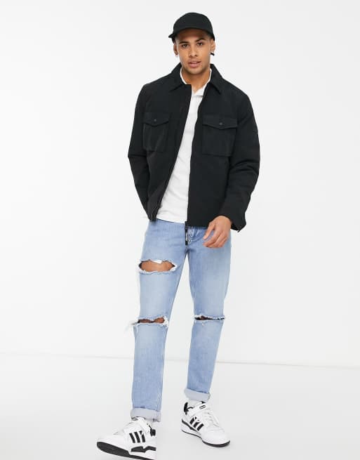 Calvin Klein ripstop shirt jacket in black | ASOS