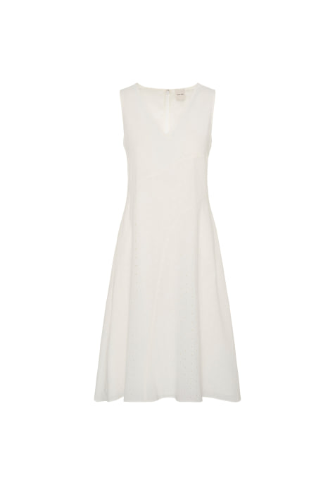 Calvin Klein - Robe col V en broderie anglaise - Tofu - view 1