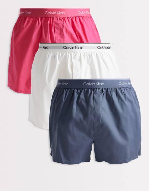 Calvin Klein – Rosa/vita/mörkgrå, vävda boxershorts, 3-pack - view 1