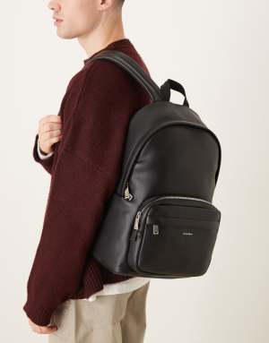 Calvin Klein round backpack with front pocket in black