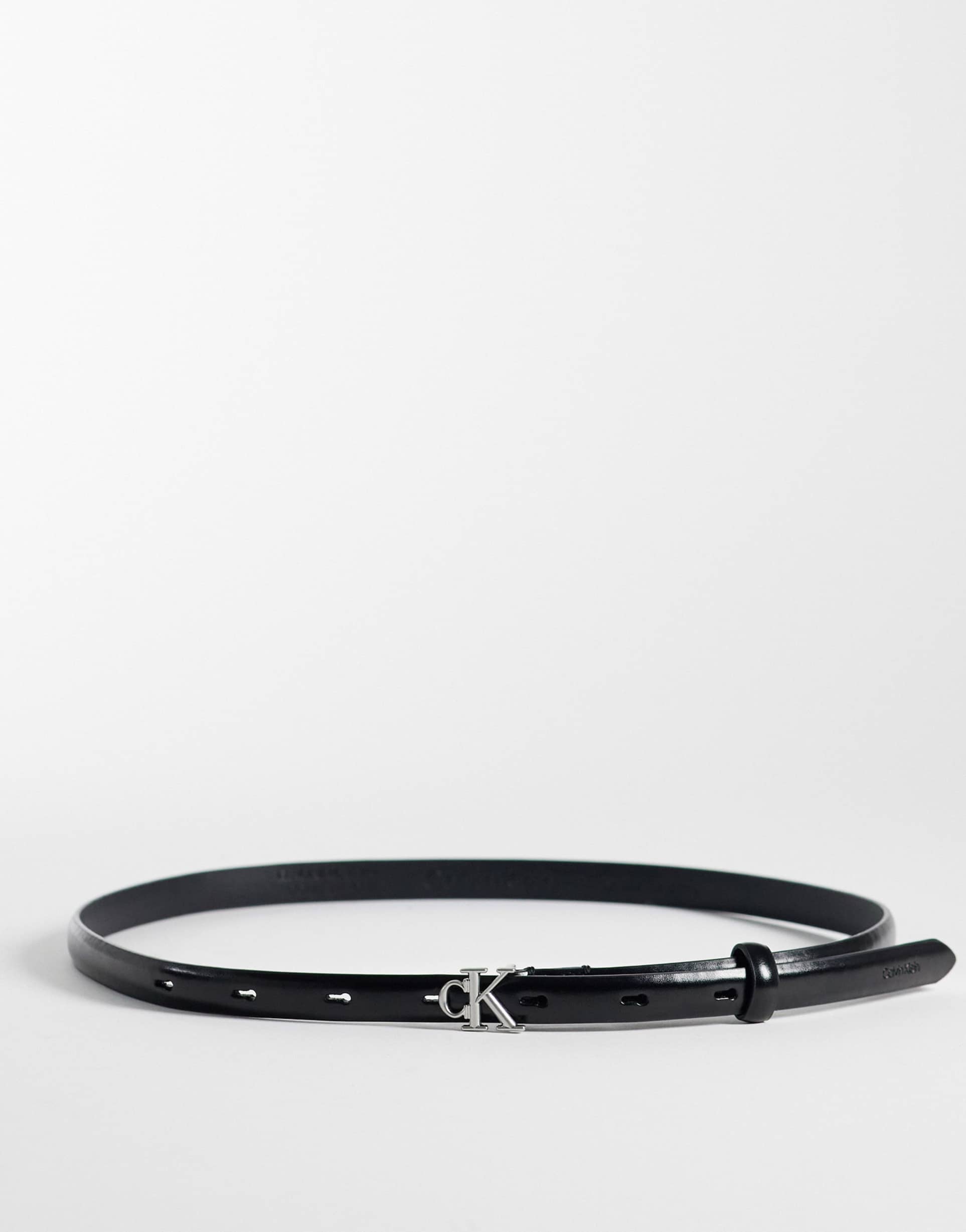 calvin klein round belt 15mm in black