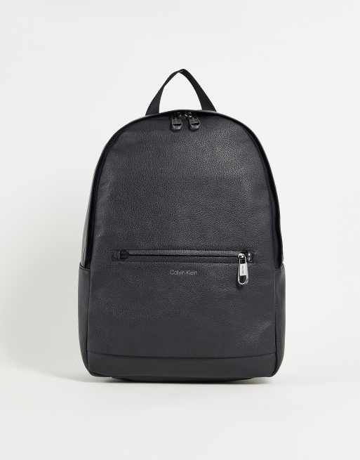 Calvin Klein round faux leather backpack in black