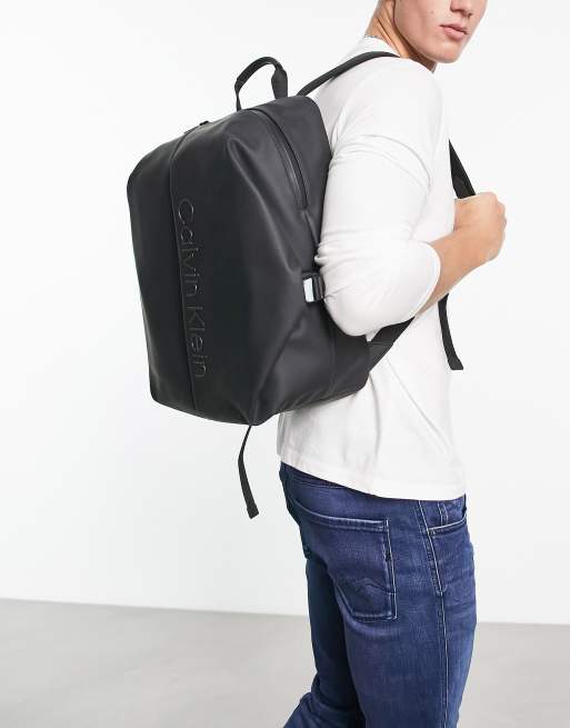 Calvin Klein rubberised backpack in black ASOS