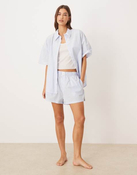 Calvin Klein - Ruimvallend gestreept poplin overhemd in blauw - view 1