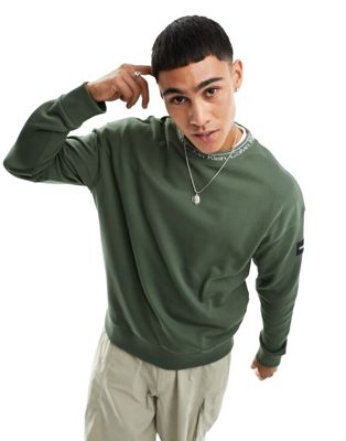 running logo comfort sweatshirt in green-Gray