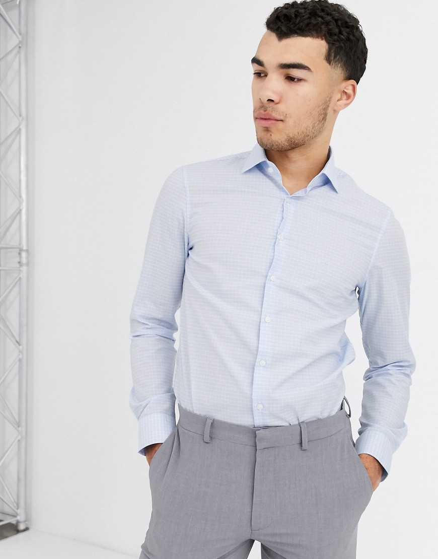Calvin Klein – Rutig lättstruken skjorta-Blå