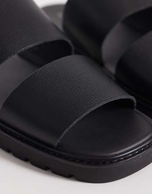 Calvin Klein - Sandali in vera pelle neri con doppia fascetta, 4 di 4