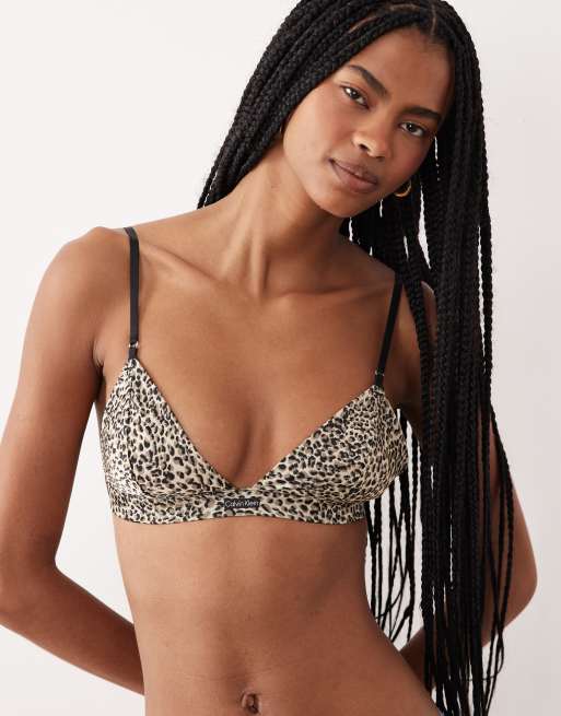 Calvin Klein - Satijnen triangel bralette in luipaardprint, 4 van 4