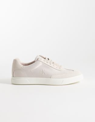 Calvin Klein Satin Mix Cupsole Sneakers In Neutral