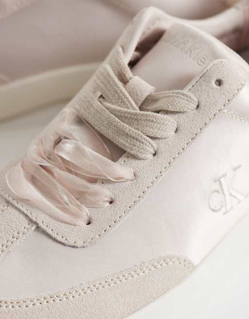 Calvin Klein satin mix cupsole sneakers in grey, 4 of 5
