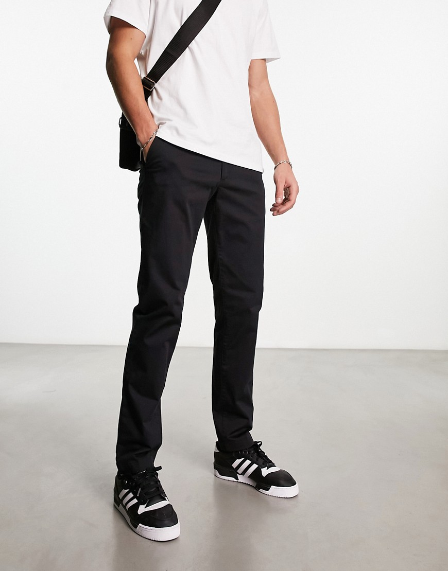 Calvin Klein satin slim leg chino in black