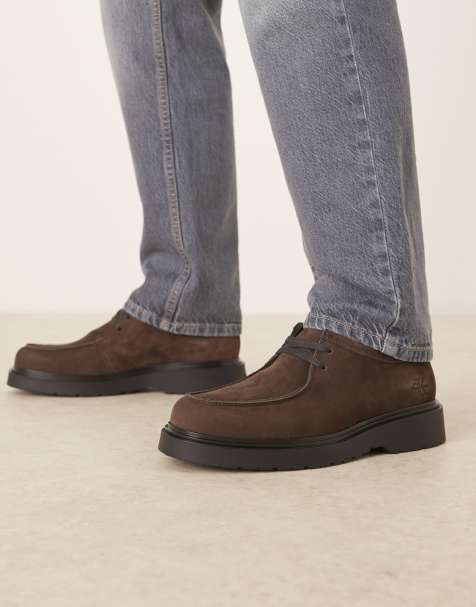 Calvin Klein - Scarpe stringate in camoscio marrone cioccolato - view 1
