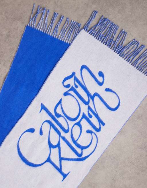 Calvin Klein – Schal aus Wolle in Weiß mit Logoschriftzug, 3 von 3