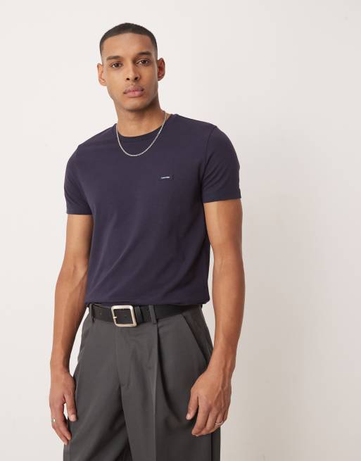 Calvin Klein – Schmales Stretch-T-Shirt in Nachthimmel