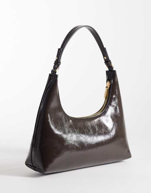 Calvin Klein Schultertasche mit glänzendem Foil-Logo in Schokobraun, 4 von 4