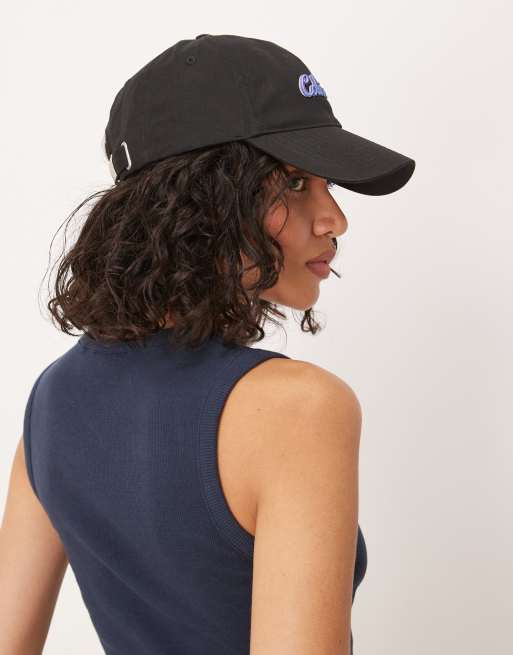 Calvin Klein script logo cap in black and lilac, 3 of 3