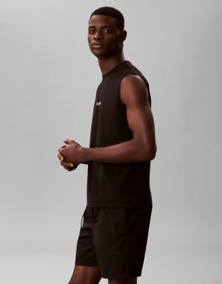 Calvin Klein Script Logo Tank Top In Brown