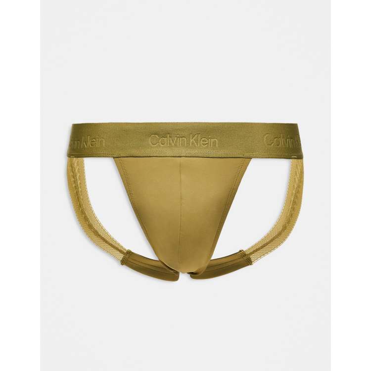 Calvin Klein Sculpt lace jock strap in green | ASOS display picture 1