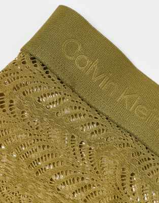 Calvin Klein Sculpt Lace Low Rise Briefs In Green