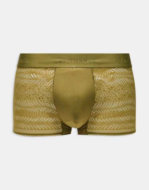 Calvin Klein Sculpt lace low rise trunks in green - view 1