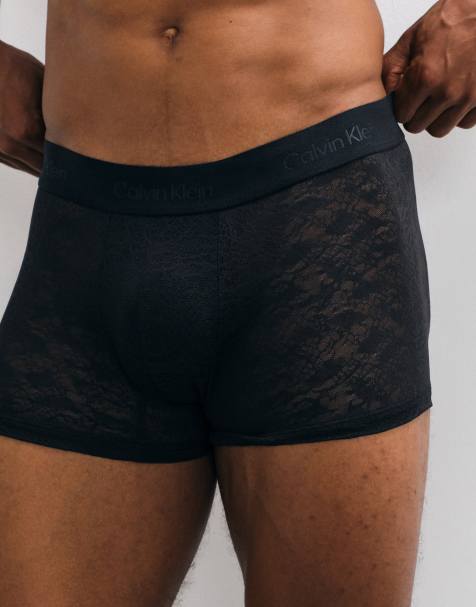 Calvin Klein Sculpt low rise lace trunks in black - view 1