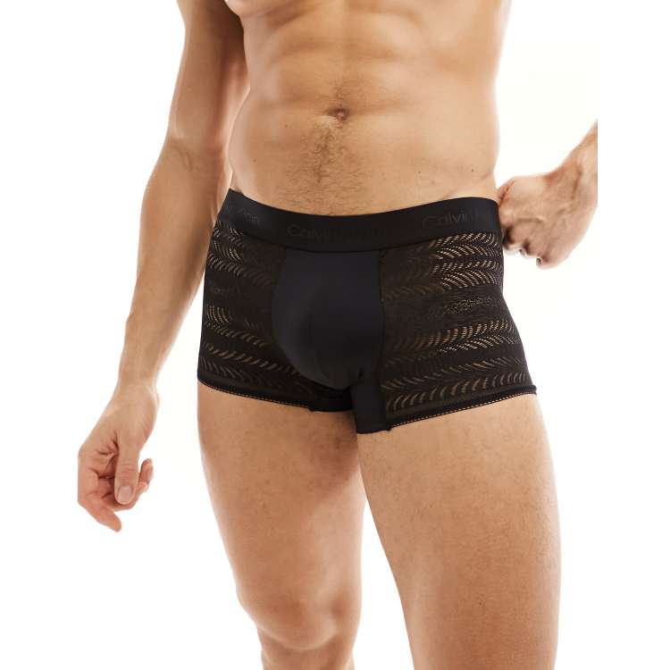 Calvin Klein Sculpt low rise trunks in black lace ASOS