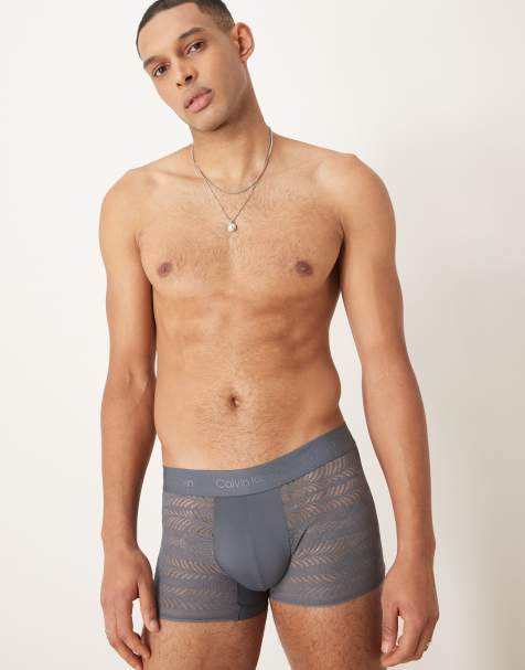 Calvin Klein Sculpt low rise trunks in grey lace - view 1