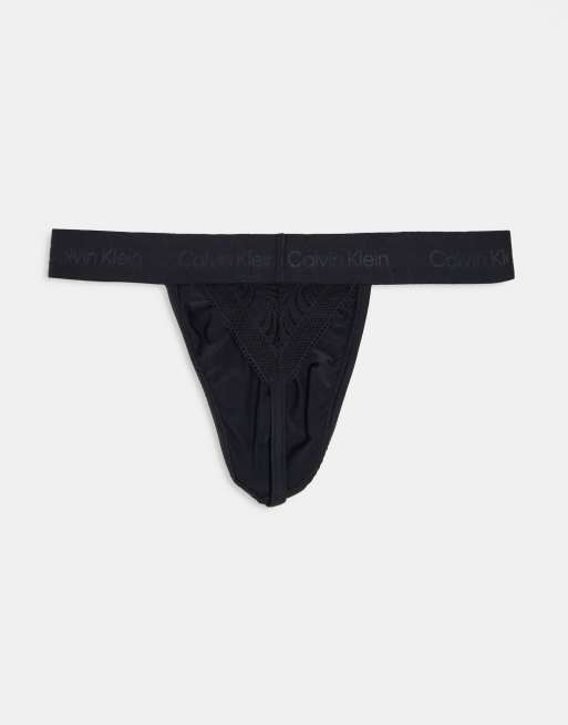 Calvin Klein Sculpt String en dentelle Noir ASOS