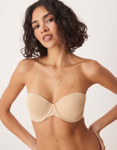 Calvin Klein seamless strapless bra with side fastening in beige - view 1
