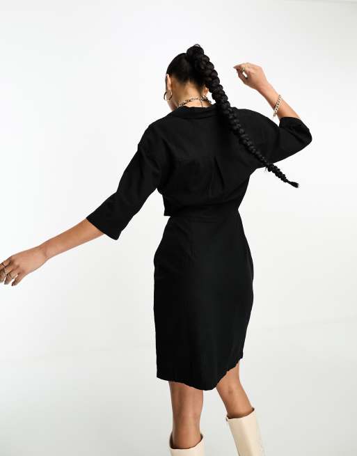white christmas dresses Square Neck Little Black Dress with High Slit – SAUVAGE ZSA® main image 0