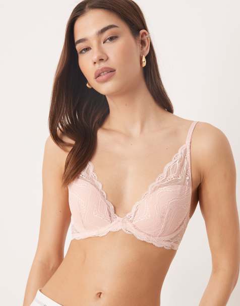 Calvin Klein – Sensual – Rosa, lättfodrad spetsbehå med djup ringning och stretch - view 1