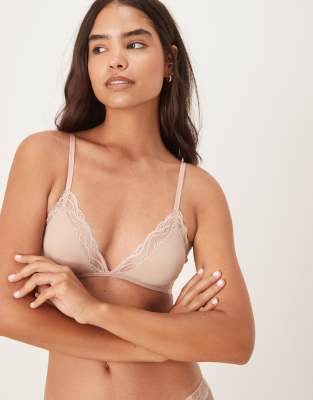 Calvin Klein Sensual Stretch Unlined Triangle Lace Bra In Neutral