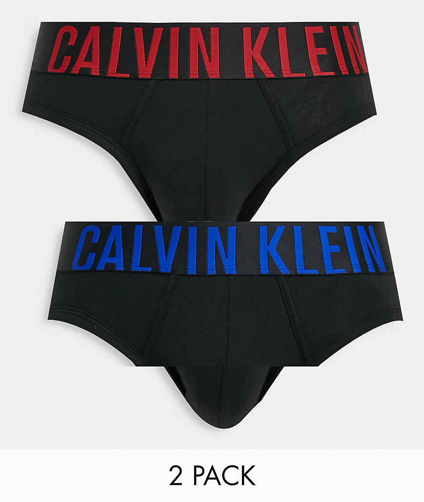 Calvin Klein - Set van 2 hipster onderbroeken met contrasterend tekstlogo in zwart