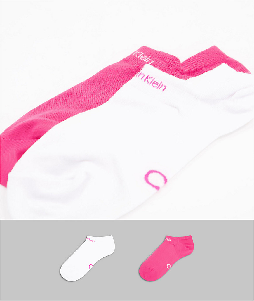 Calvin Klein - Set van 2 paar Coolmax sneakersokken in wit en roze-Veelkleurig