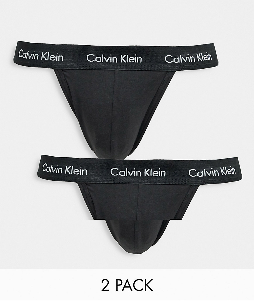 Calvin Klein - Set van 2 strings met logo-tailleband in zwart