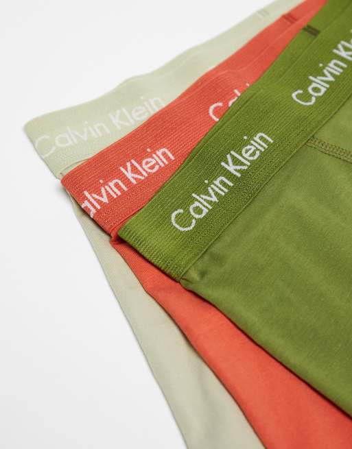 Calvin Klein - Set van 3 boxershorts in groen, beige en roestbruin, 2 van 4
