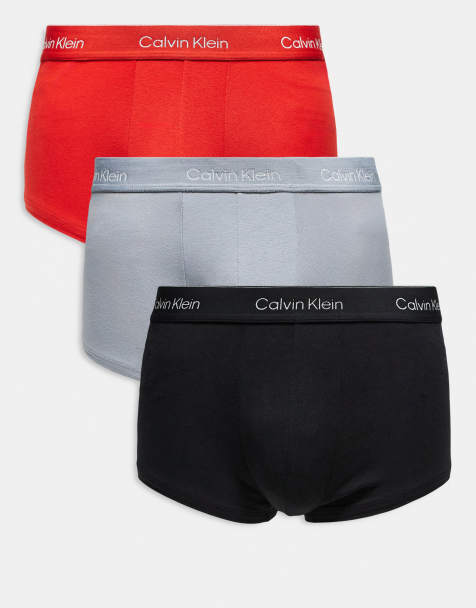 Calvin Klein - Set van 3 boxershorts met lage taille van stretchkatoen in zwart/grijs/rood - view 1