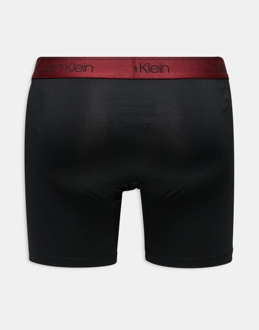 Calvin Klein - Set van 3 boxershorts van microvezel met stretch en gekleurde tailleband in zwart, 2 van 3
