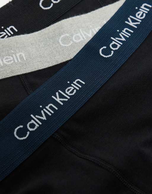 Calvin Klein - Set van 3 boxershorts van stretchkatoen met gekleurde taillebanden in zwart