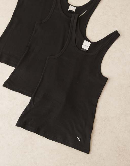 Calvin Klein - Set van 3 hemdjes met lage ronde hals in zwart, 3 van 4