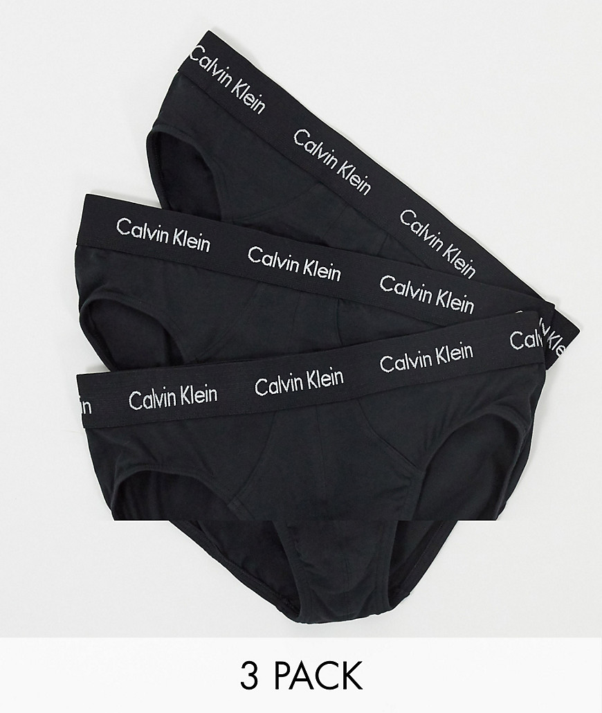 Calvin Klein - Set van 3 hipster onderbroeken met logo-tailleband in zwart