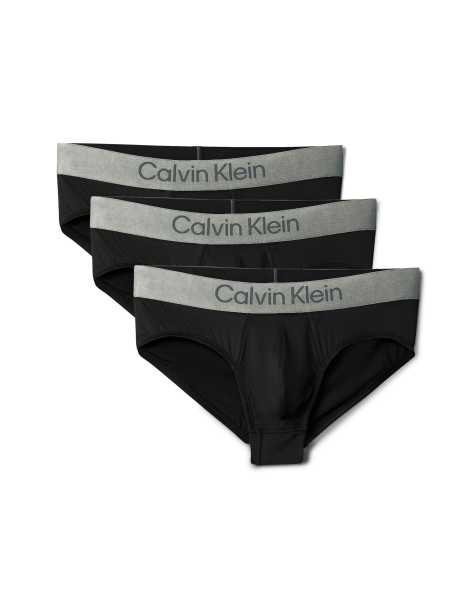 Calvin Klein - Set van 3 hipster-onderbroeken van microvezel met stretch in zwart met grijze tailleband - view 1